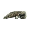 faux fur tail anal plug with grey wolf tail and handcrafted borosilicate glass base, body-safe and lube compatible