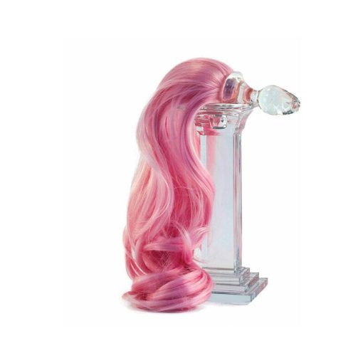 Crystal Delights Minx Pony Tail Glass Anal Plug – Baby Pink - Image 2