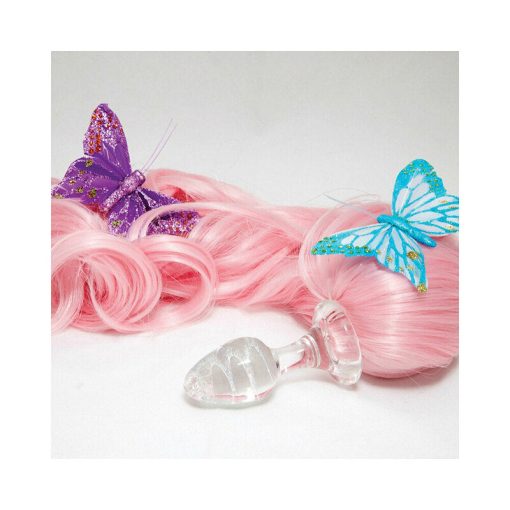 Crystal Delights Minx Pony Tail Glass Anal Plug – Baby Pink - Image 3