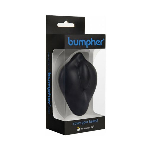 Banana Pants Bumpher Black silicone dildo base cushion with double-bump design for strap-on stimulation