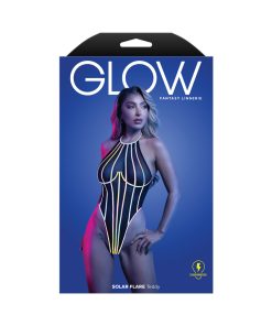 Fantasy Lingerie Glow Solar Flare Halter Tie Teddy With Underwire S/M
