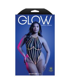 Fantasy Lingerie Glow Solar Flare Halter Tie Teddy With Underwire Queen Size