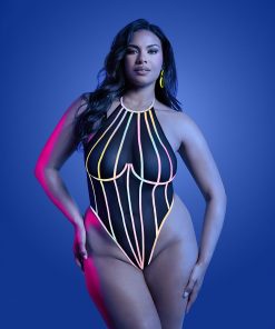 Alternative view of Fantasy Lingerie Glow Solar Flare Halter Tie Teddy With Underwire Queen Size