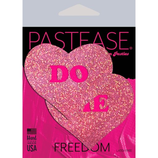 Pastease Glitter 'Do Me' Heart Pasties Pink - Image 3