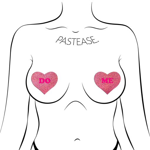 Pastease Glitter 'Do Me' Heart Pasties Pink - Image 2