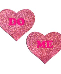 Pastease Glitter 'Do Me' Heart Pasties Pink