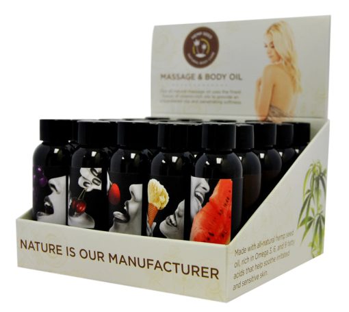 Earthly Body Edible Massage Oil Counter Display (25 Asst 2Oz Bottles)
