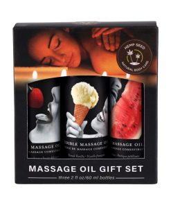 Earthly Body Hemp Seed Edible Massage Oil 3-Piece Gift Set 2 Oz.