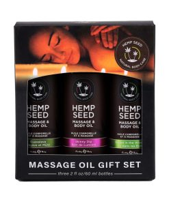 Earthly Body Hemp Seed Massage Oil 3-Piece Gift Set 2 Oz.