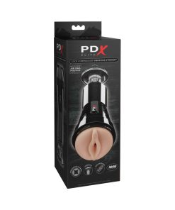 Pdx Elite Cock Compressor Rechargeable Vibrating Stroker With Hands-Free Suction Cup Beige/Black