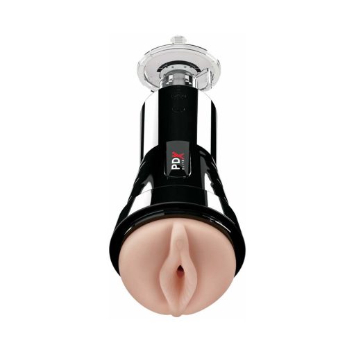 Pdx Elite Cock Compressor Rechargeable Vibrating Stroker With Hands-Free Suction Cup Beige/Black - Image 2