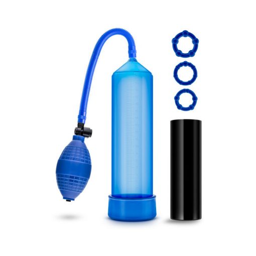 Quickie Kit Go Big Pump, Stroker & 3-Piece Cockring Set Blue - Image 3