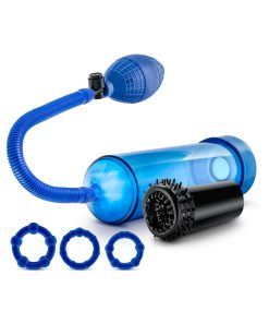 Quickie Kit Go Big Pump, Stroker & 3-Piece Cockring Set Blue