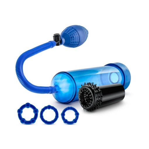 Quickie Kit Go Big Pump, Stroker & 3-Piece Cockring Set Blue - Image 4
