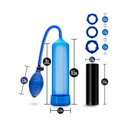 Quickie Kit Go Big Pump, Stroker & 3-Piece Cockring Set Blue - Image 5