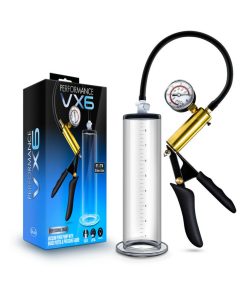 Performance Vx6 Vacuum Penis Pump With Brass Pistol & Pressure Gauge Clear
