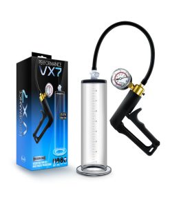 Performance Vx7 Vacuum Penis Pump With Brass Trigger & Pressure Gauge Clear
