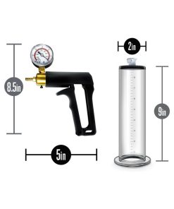 Performance Vx7 Vacuum Penis Pump With Brass Trigger & Pressure Gauge Clear
