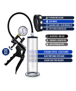 Performance Vx8 Premium Penis Pump System With Silicone Cock Strap Clear