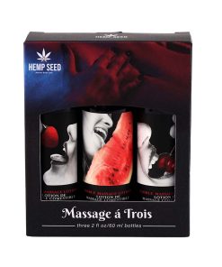 Earthly Body Massage-A-Trois Edible Massage Lotion 3-Piece Gift Set Box 2 Oz.