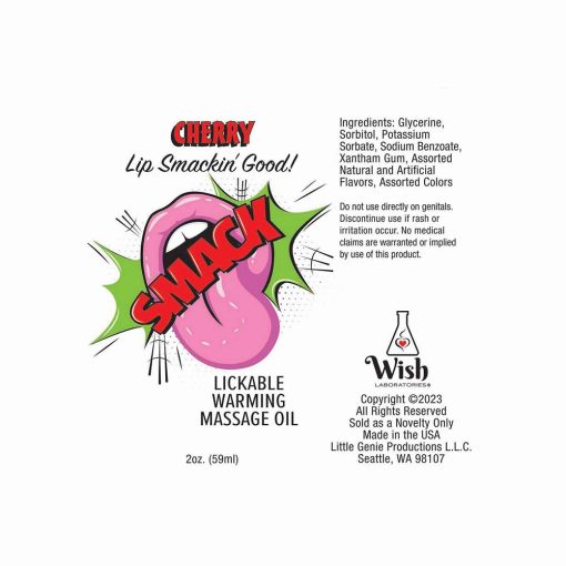 Smack Lickable Massage Oil Cherry 2 Oz. - Image 2