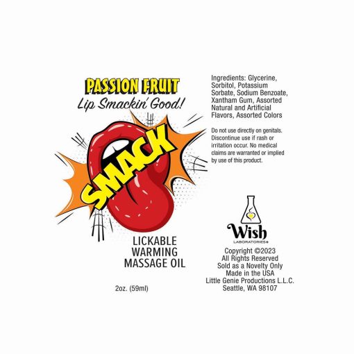 Smack Lickable Massage Oil Passion Fruit 2 Oz. - Image 2