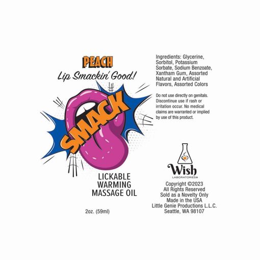 Smack Lickable Massage Oil Peach 2 Oz. - Image 2