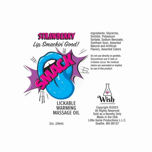 Smack Lickable Massage Oil Strawberry 2 Oz. - Image 2