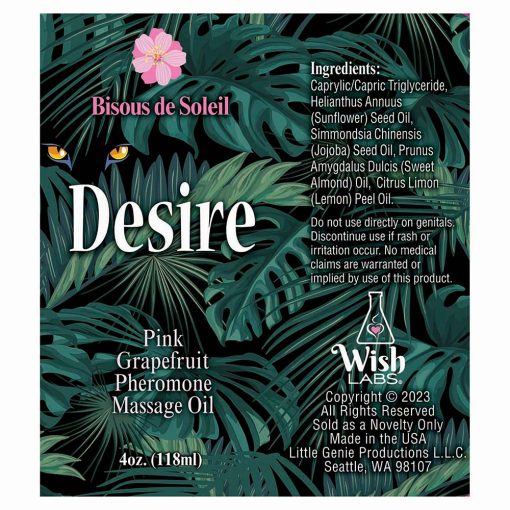 Desire Pheromone Massage Oil Pink Grapefruit 4 Oz. - Image 2