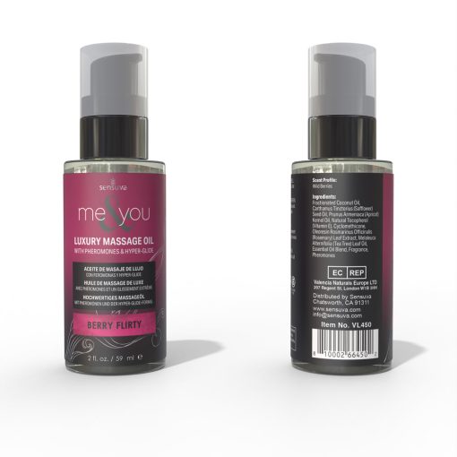 Sensuva Me & You Pheromone-Infused Luxury Massage Oil Berry Flirty 2 Oz. - Image 2
