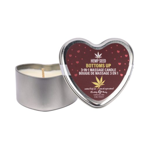 Earthly Body Hemp Seed Valentine 3-In-1 Massage Candle Bottom'S Up 4.7 Oz.