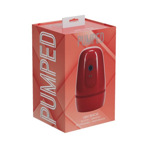 Pumped Vibrobator Masturbator Negative Pressure Suction Vibration Metallic Red