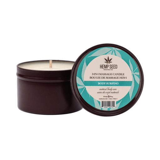 Earthly Body Hemp Seed 3-In-1 Massage Candle Body Surfing 6 Oz.