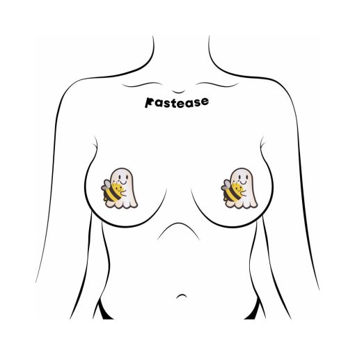Pastease Boo-Bee Pasties: Kawaii Ghost With Bee Friend Nipple Covers - Image 2