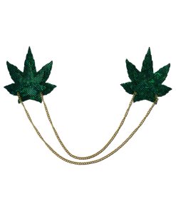 Pastease Chains: Shattered Glass Disco Ball Green Weed With Gold Chain Pasties