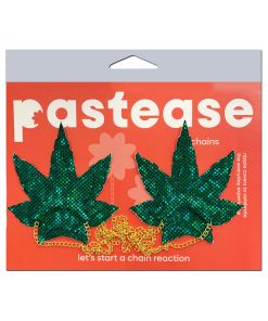 Pastease Chains: Shattered Glass Disco Ball Green Weed With Gold Chain Pasties