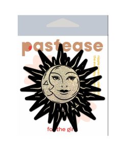 Pastease Sunburst: Sun & Moon Faces On Gold Glitter Sun Pasties