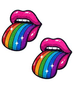 Pastease Taste The Rainbow Sparkling Tongue Out Breast Covers