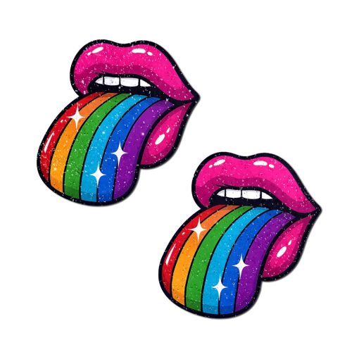 Pastease Taste The Rainbow Sparkling Tongue Out Breast Covers