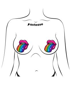 Alternative view of Pastease Taste The Rainbow Sparkling Tongue Out Breast Covers