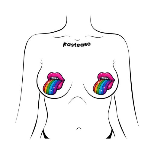 Pastease Taste The Rainbow Sparkling Tongue Out Breast Covers - Image 2