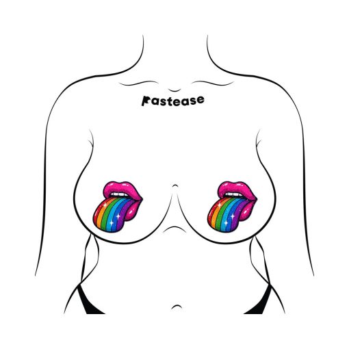 Pastease Taste The Rainbow Sparkling Tongue Out Breast Covers - Image 3