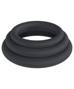 Levelz Classic Silicone Cock Ring Set Of 3 (Xs/S/M) Black