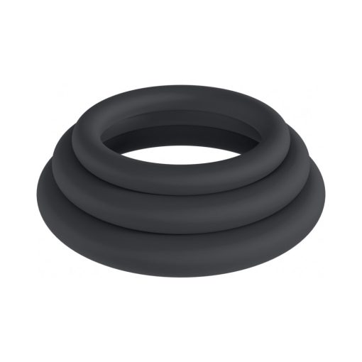 Levelz Classic Silicone Cock Ring Set Of 3 (L/Xl/Xxl) Black