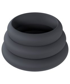Levelz Wide O Silicone Cock Ring Set Of 3 (30Mm/35Mm/42Mm) Black