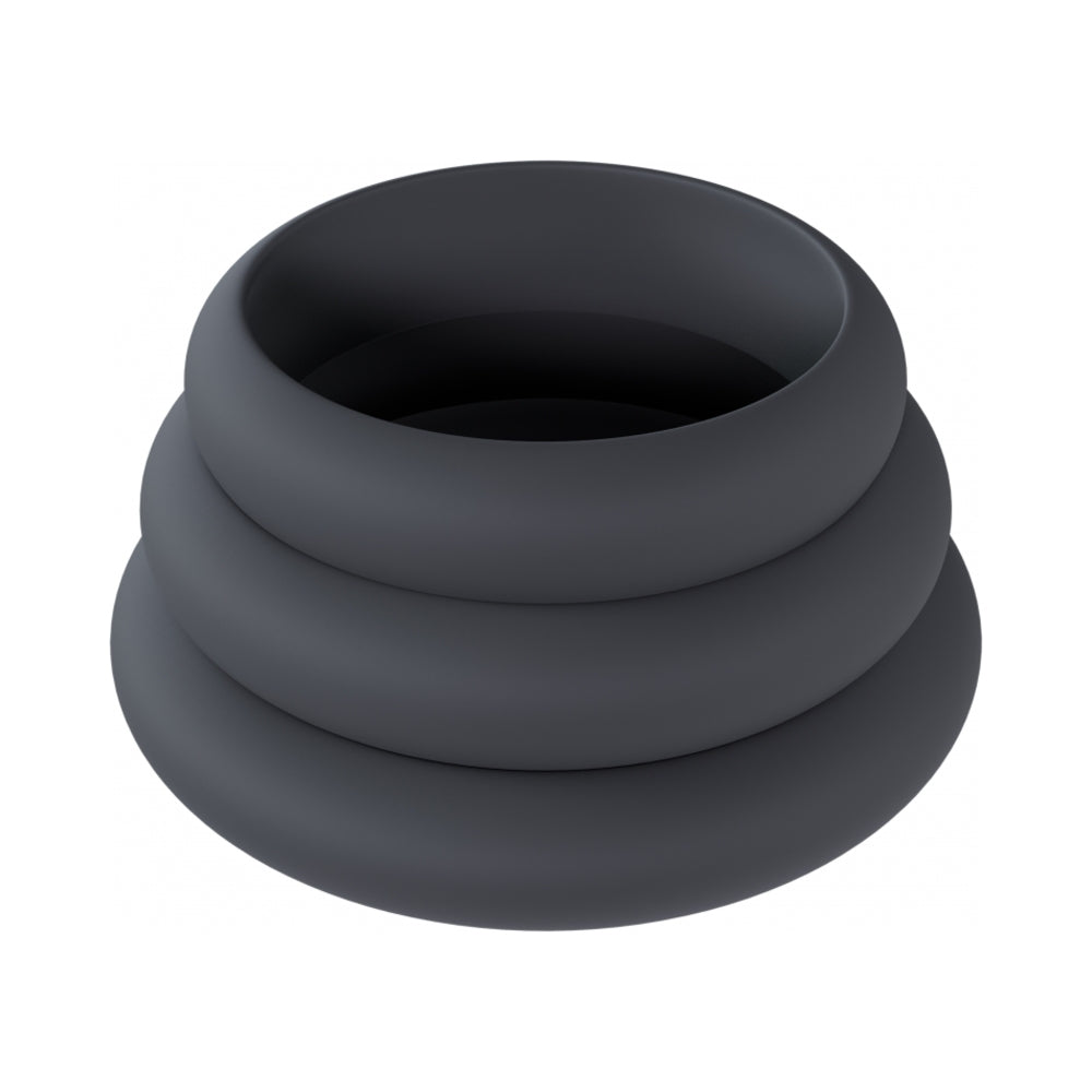Levelz Wide O Silicone Cock Ring Set Of 3 (42Mm/50Mm/55Mm) Black 1 Levelz Wide O Silicone Cock Ring Set Of 3 (42Mm/50Mm/55Mm) Black