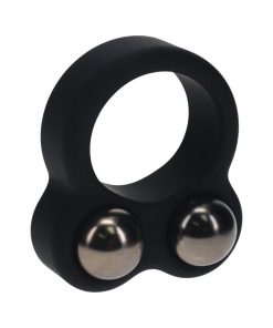 Alternative view of Levelz Liquid Silicone Double Weighted Ball Cock Ring Black