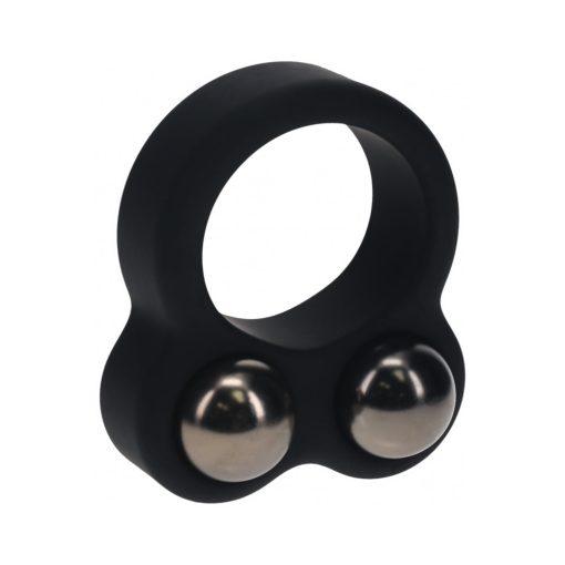 Levelz Liquid Silicone Double Weighted Ball Cock Ring Black - Image 2