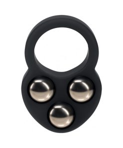 Levelz Liquid Silicone Triple Weighted Ball Cock Ring Black