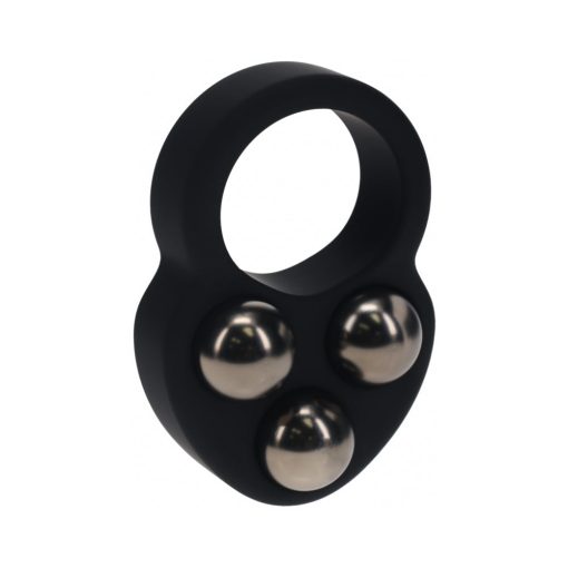 Levelz Liquid Silicone Triple Weighted Ball Cock Ring Black - Image 2